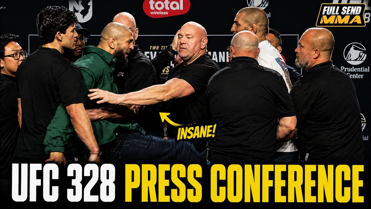 INSANE PRESS CONFERENCE BETWEEN KHAMZAT CHIMAEV AND SEAN STRICKLAND AT UFC 328 (FULL VIDEO)