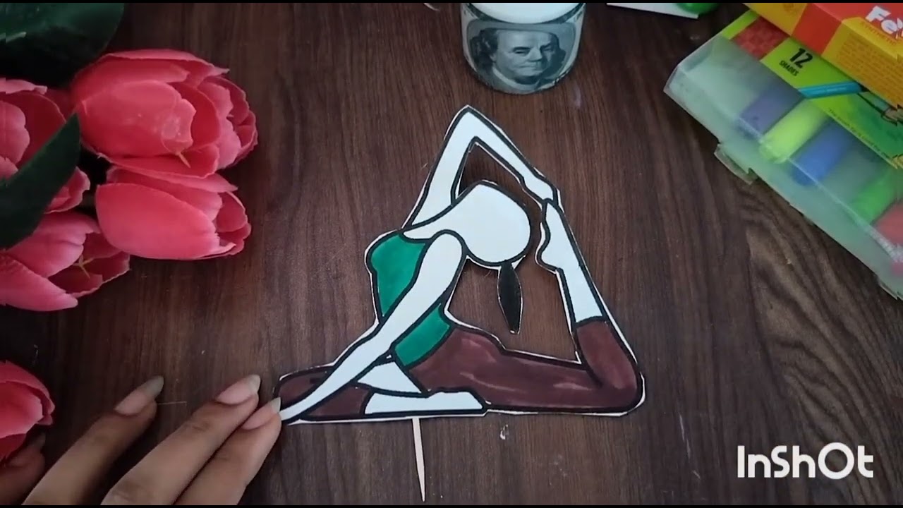 yoga model school project#diy yoga craft #papercraft #easydrawing #international yoga day