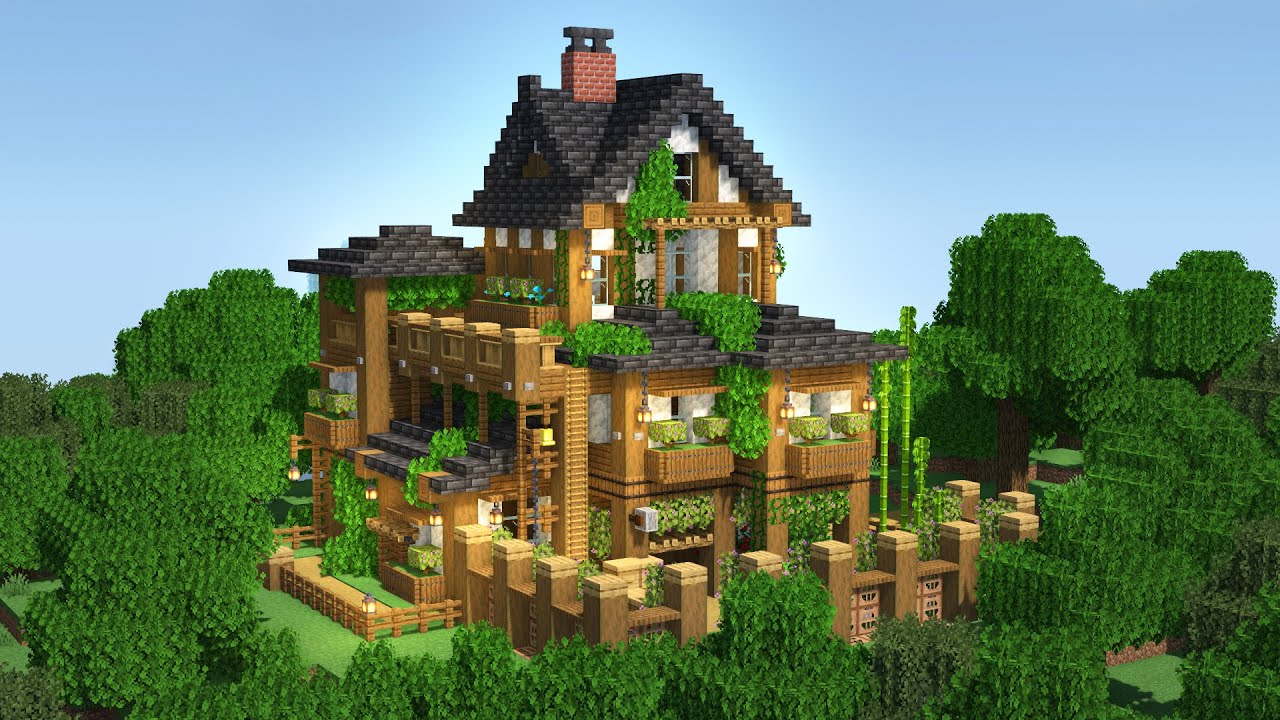 Minecraft - How to Build a LARGE WOODEN HOUSE!              ( SURVIVAL HOUSE TUTORIAL )