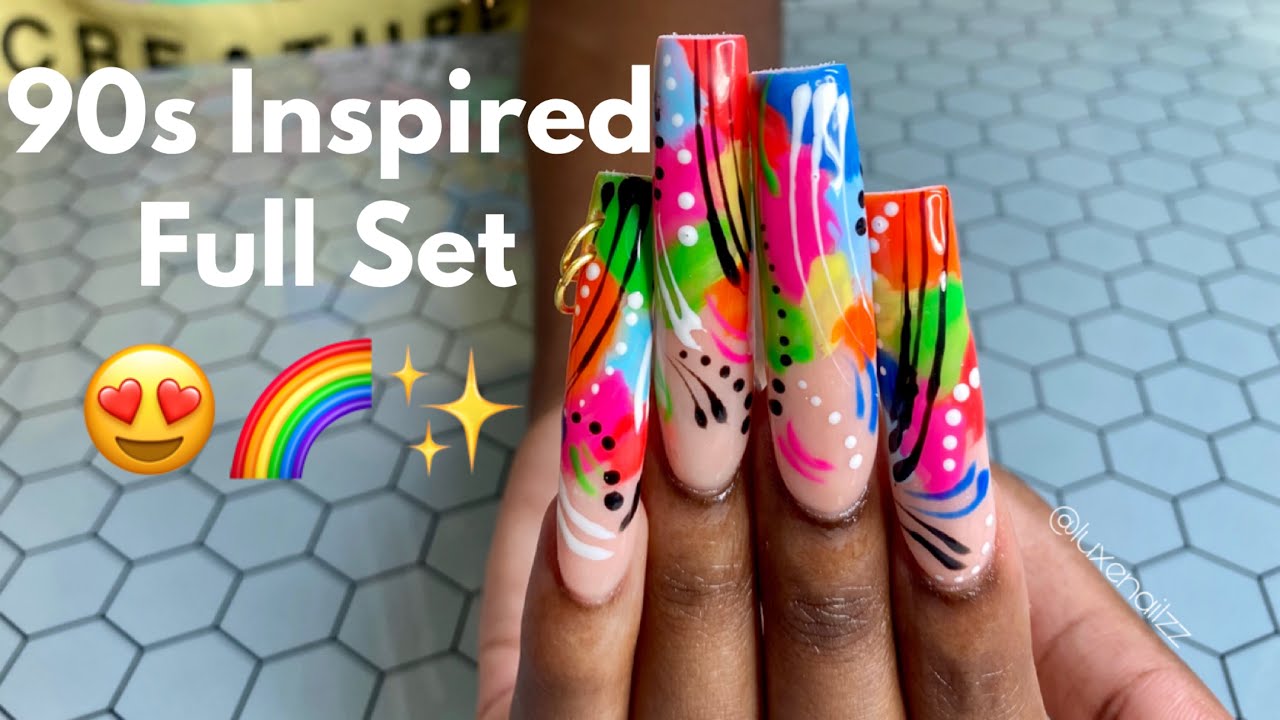 90s Inspired Acrylic Full Set Real Time | How To Prep and Prevent Lifting | LuxeNailzz