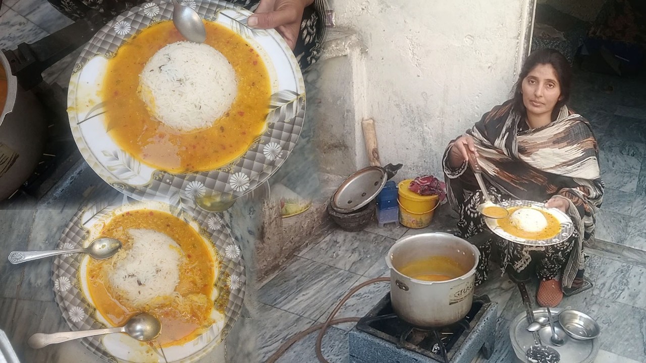 Jerry Wale Chawal Aur Mungi Masri Ki Daal | Mungi Masri Ki Dal Chawal Recipe | By Sama Village Vlogs
