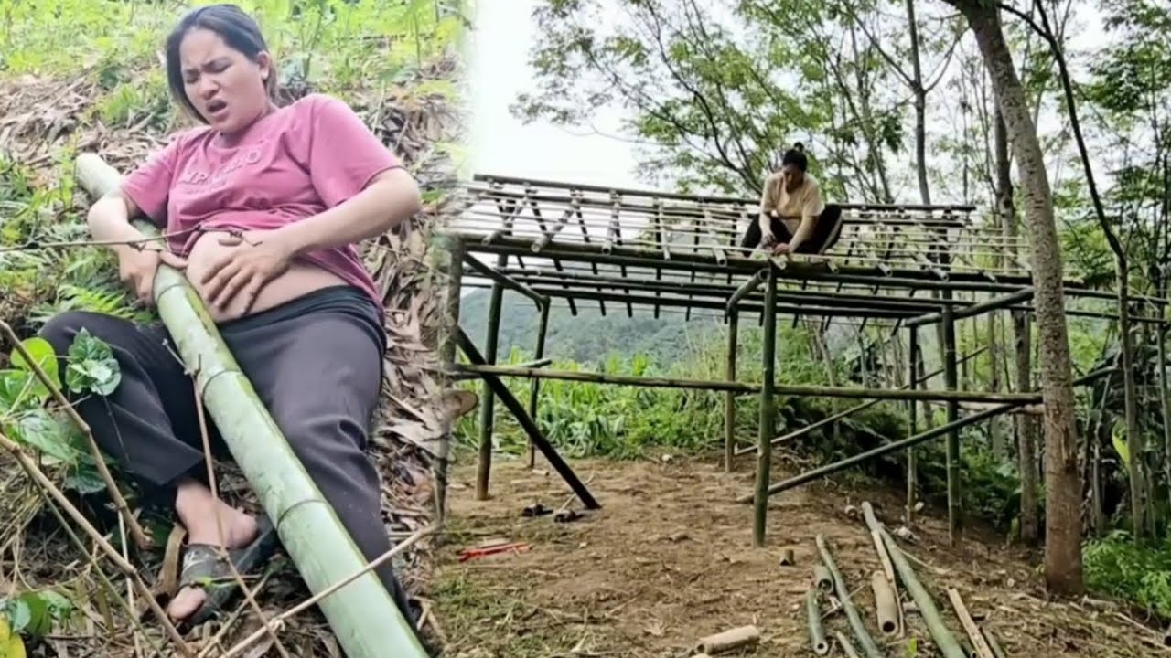 The poor girl built a house alone with bamboo