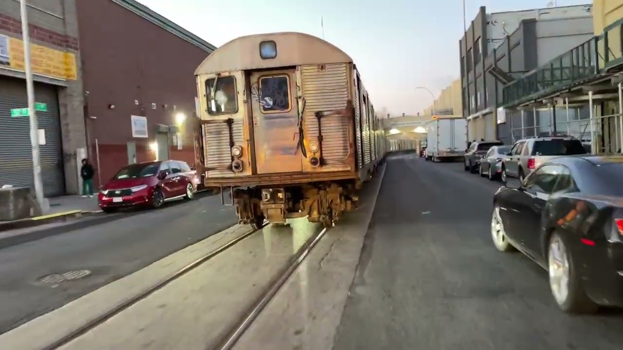 I Caught These Subway Cars Travelling Down The Street This Morning(Part3ofEarlyMorningOnNJNYRail)