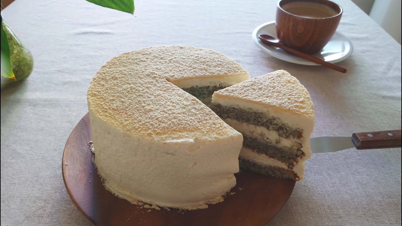 ddulgi 뚤기 │ 흑임자 인절미 케이크  ,how to make black sesame cake, 黒ゴマ豆クリームケーキ
