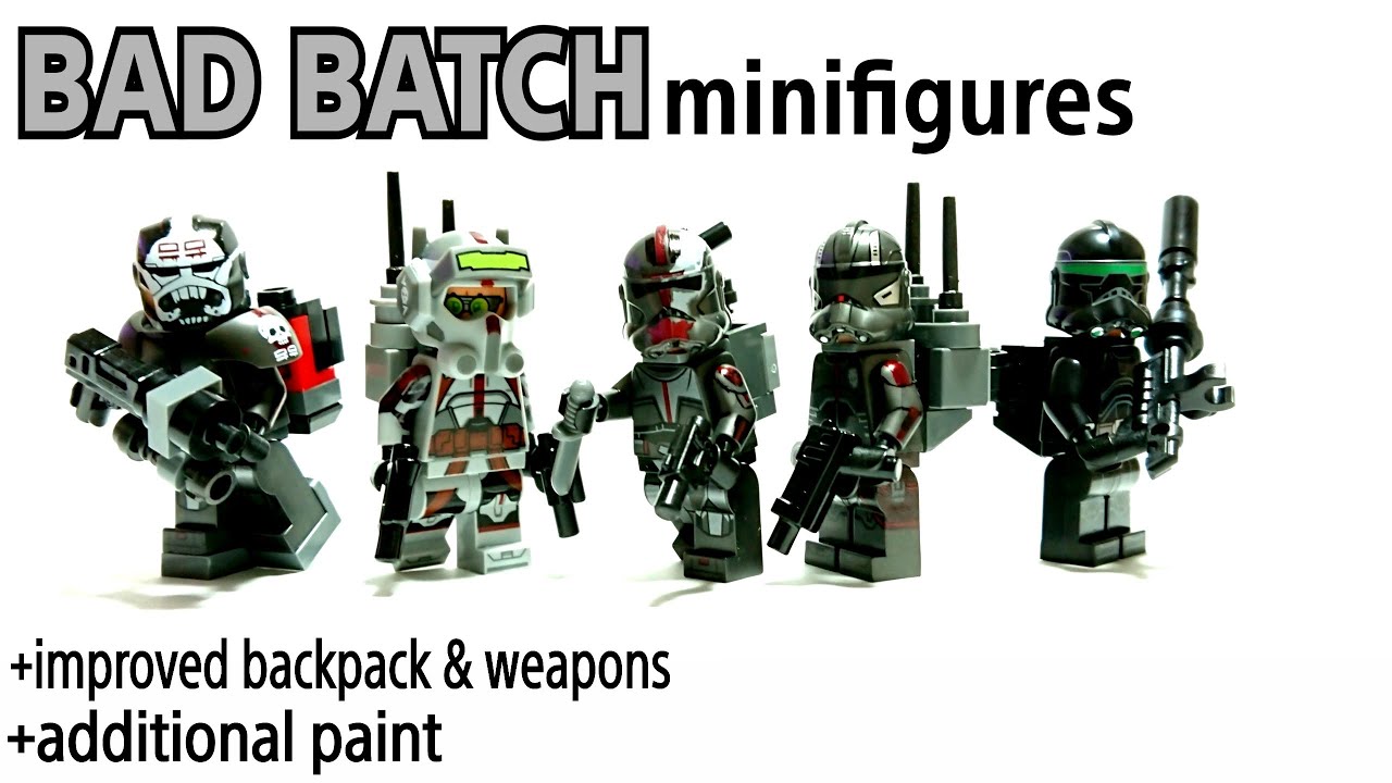 Lego 75314 Star Wars Bad Batch minifigures additional paint and my backpack and weapons idea moc