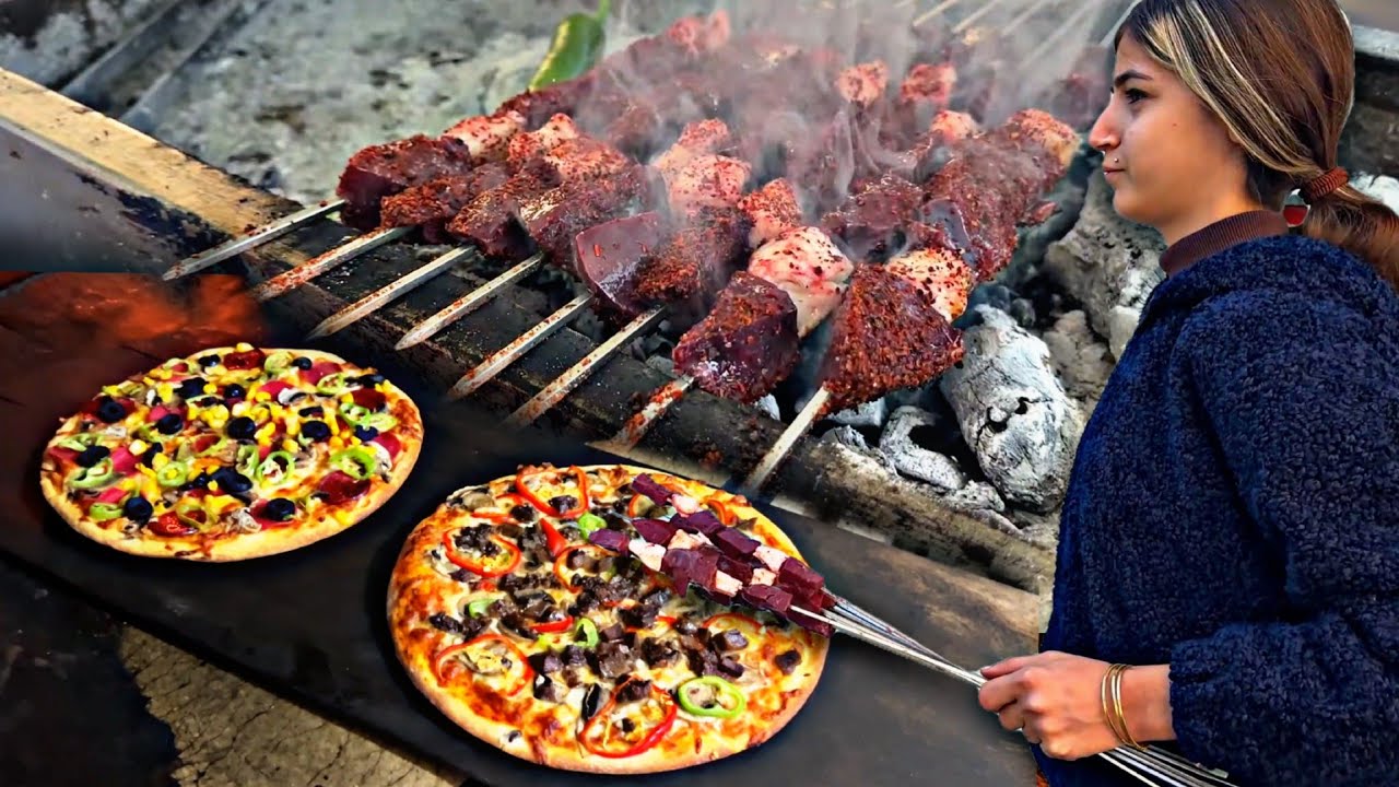 The Most Delicious Turkish Pizza and Grilled Liver Skewers in the Streets of Turkey