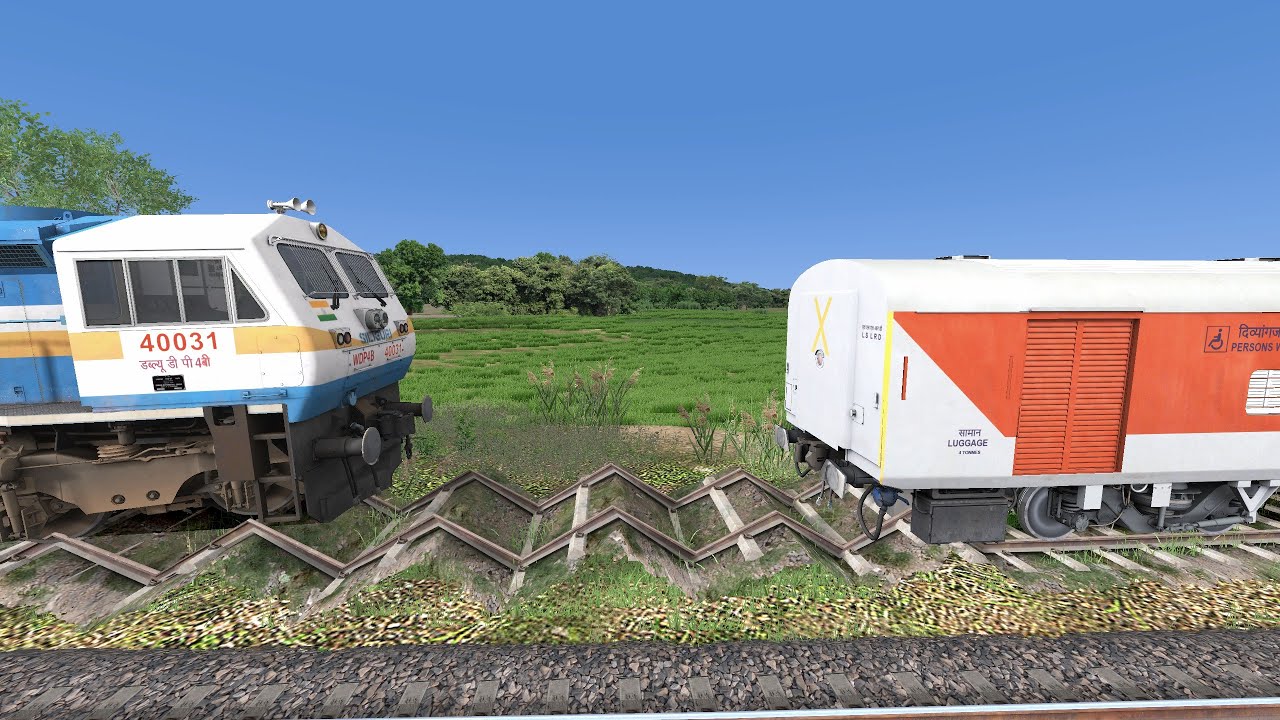 LHB SECOND CLASS LUGGAGE COACH COUPLED BY WDP4 - VERY RISKY AND BUMPY TRACKS - TRAIN SIMULATOR 2025