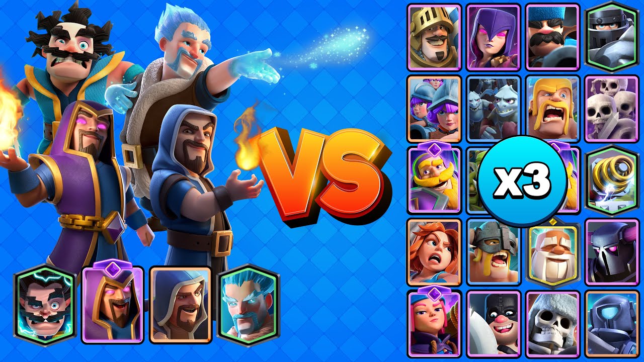 LOS 4 MAGOS vs TODAS LAS CARTAS X3 | Clash Royale