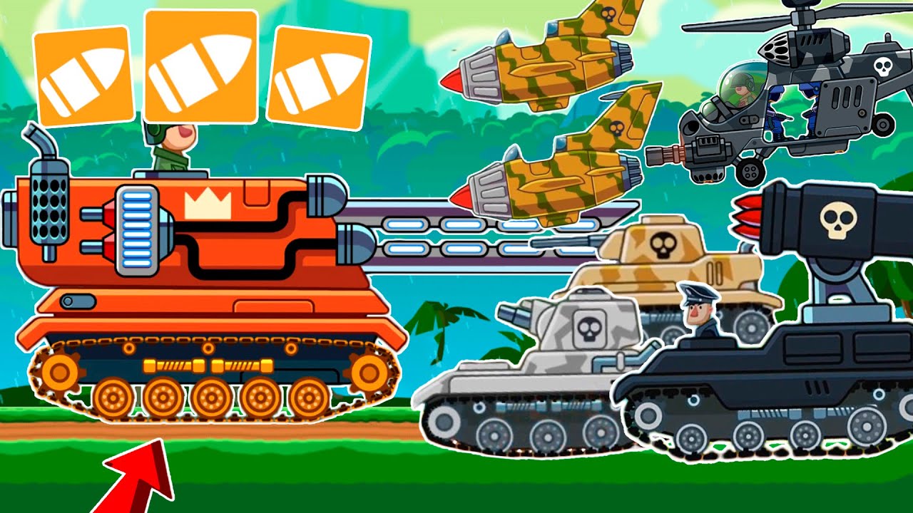 TANK MAMMOTH and BIG BULLET VS ALL TANKS in JUNGLE to NIGHTMARE - Hills of Steel