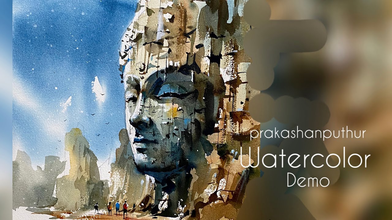 Surrealistic painting in watercolor | sculpture painting demo by prakashanputhur