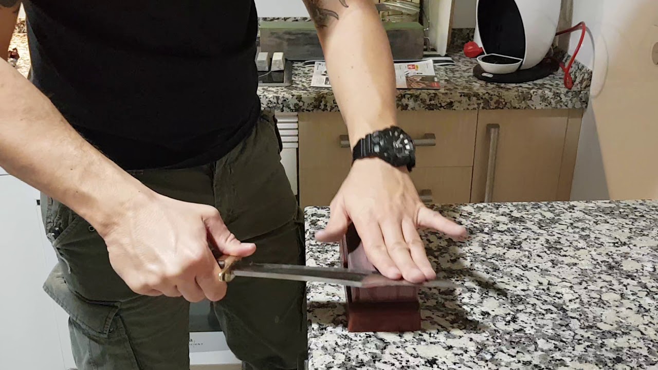 Afilado convexo cuchillo Muela Leñador, con Naniwa Chosera  parte 1