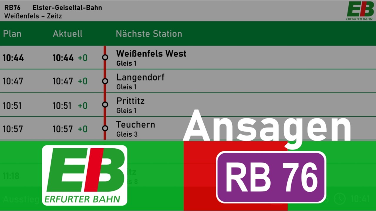 Erfurter Bahn | Ansagen RB76: Weißenfels - Zeitz | Linguatec-Anna (TTS)