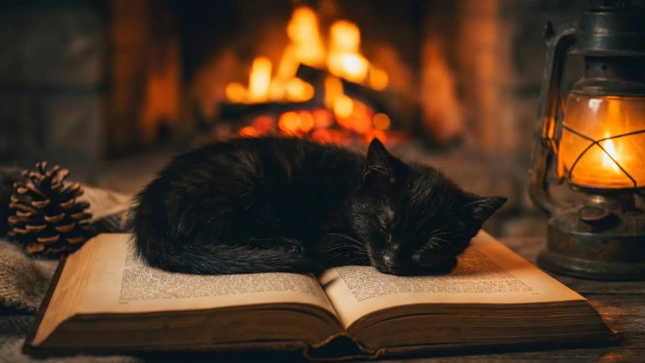 A Sleepy Black Kitten Fell Asleep on a Book… and It’s Pure Peace 📖🐾.