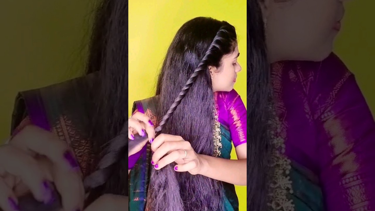 🤩hairstyle for saree // traditional hairstyle//easy hairstyle #ytshorts #hairstyle