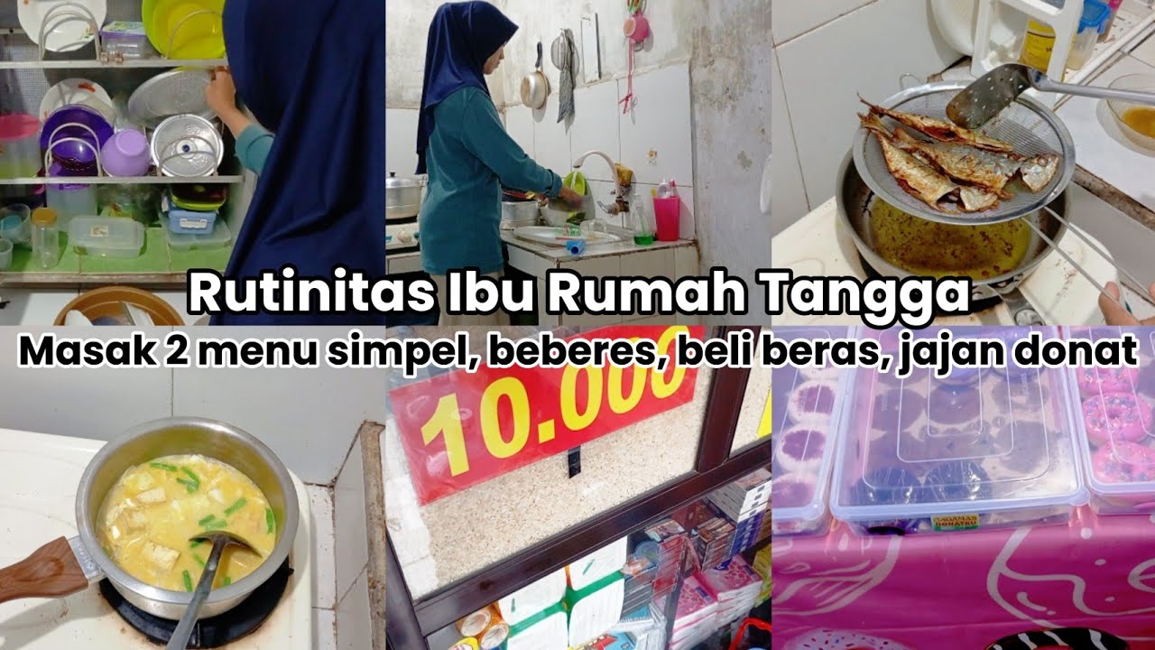 Rutinitas ibu rumah tangga | Masak 2 menu simpel ikan balado dan sayur lodeh, jemur pakaian, beberes