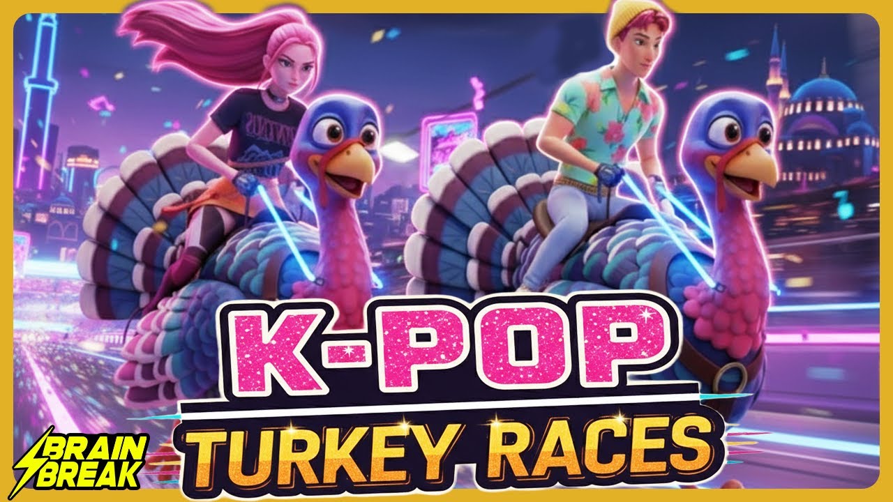 K-POP Turkey Races ⚡️ Thanksgiving Brain Break for Kids ⚡️ Inspired by KPOP Demon Hunters