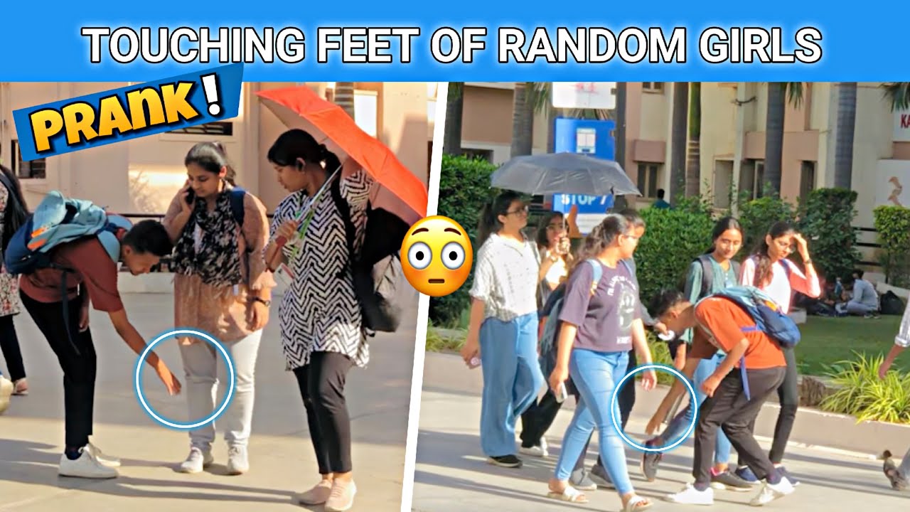 Touching Feet🦶Of Random Girls Prank In college 🏫||cute girls reaction 👀||Rajan prank1