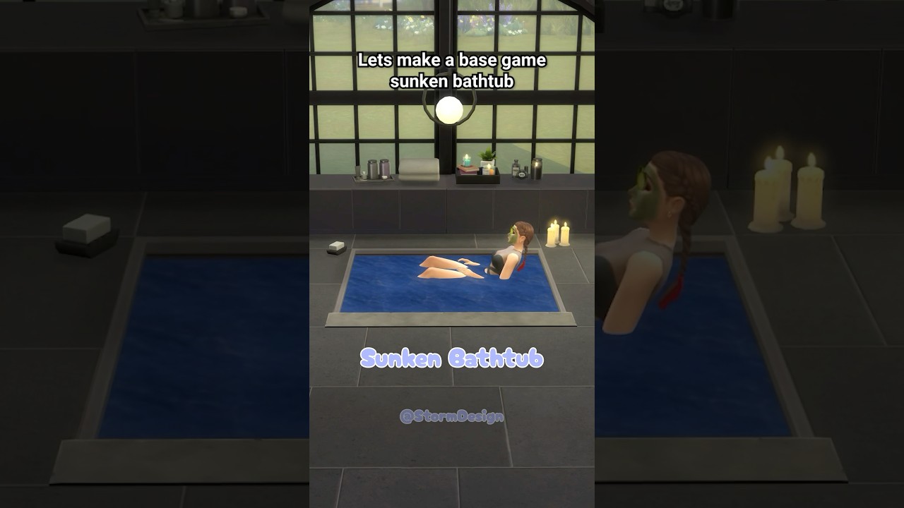 Base Game Sunken Bathtub | No CC | Build Tips #sims4 #ad #youtubecreatorcommunity