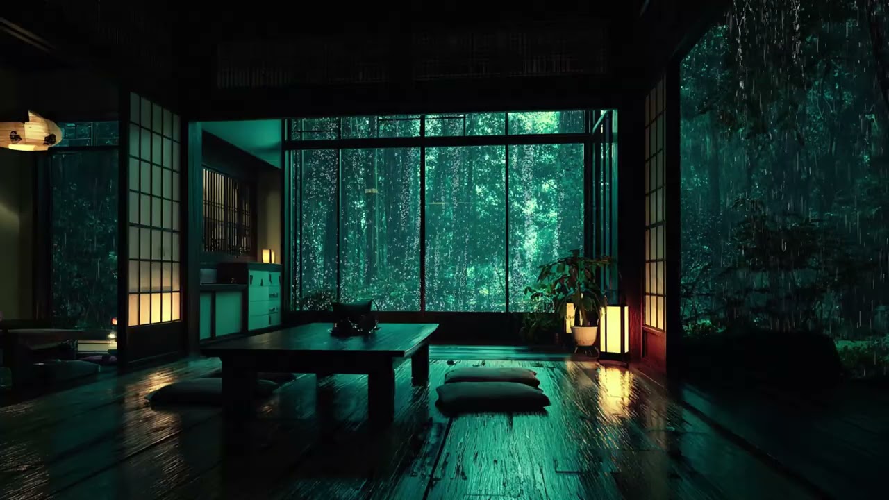 Midnight Rain Piano Escape | Soft Indoor Rain Sounds for Deep Sleep and Stress Relief