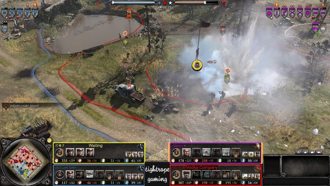 COH2 2v2 Waiting (OK) & Outlaw Star (OK) vs cblanco (US) vs Vodka Company (SU)