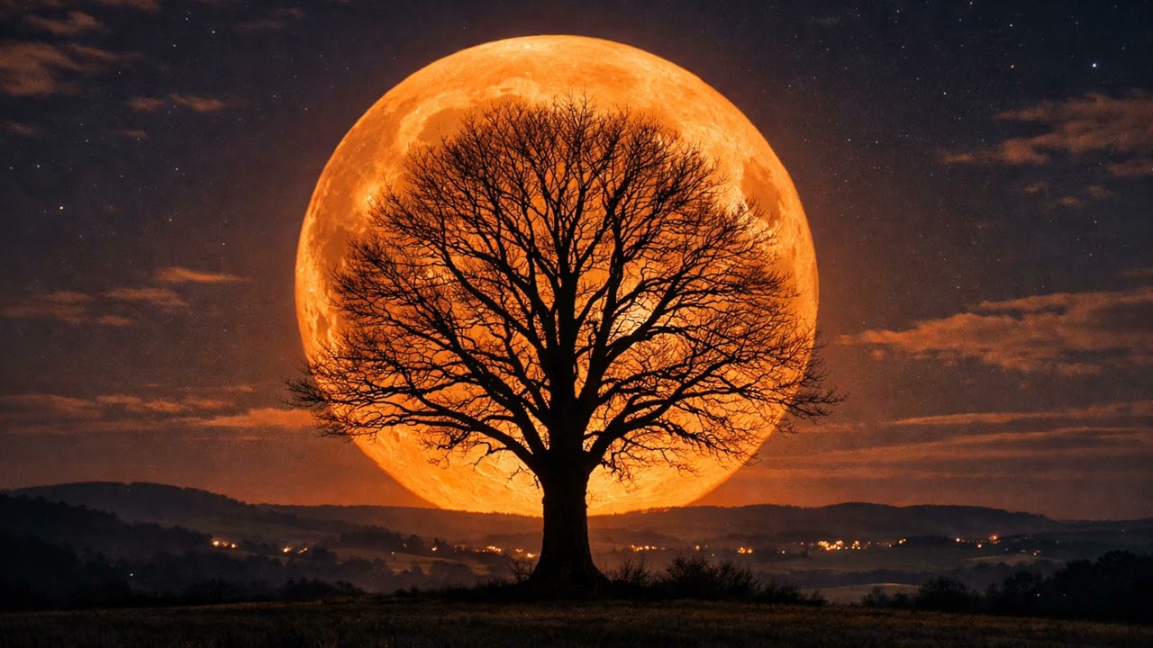 SOUNDLESS - When the Supermoon Meets the Tree — A Perfect Moment of Nature 🌕🌳