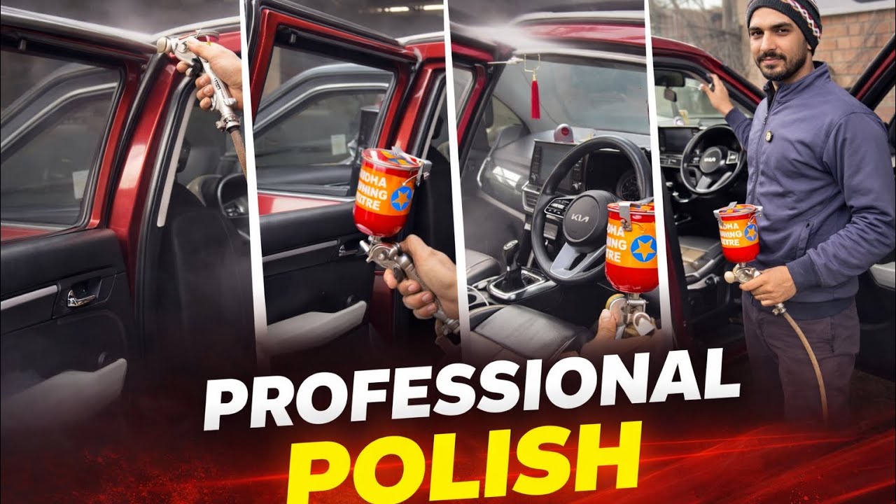 Car professional ￼Polish Dashboard & leather and Tyre Polish Spray 💕✨🚘 #radhawashingcentre #video 