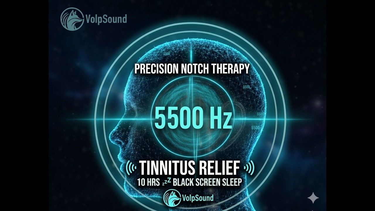 Облегчение тиннитуса 5 500 Гц 🏔️ 10 часов Черный экран: Терапия Notch (5.5 кГц)