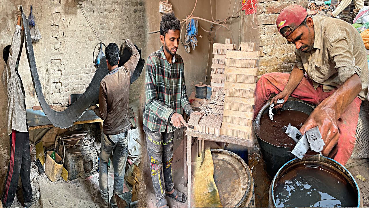 Car Brake Shoe Lining | Mass Production of Car Brake Shoe Leather | Manufacturing Brake Shoe Pads