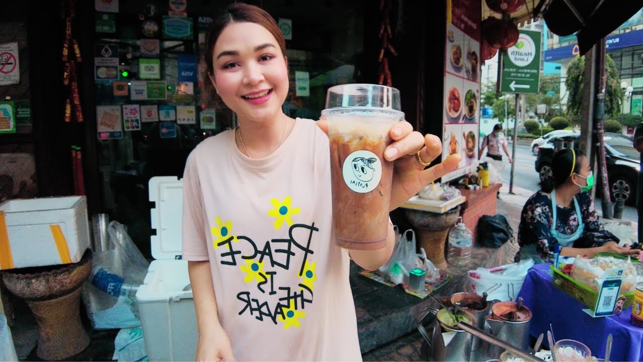 🇹🇭 Трудолюбивая девушка! Самая симпатичная кофейная дама в Бангкоке | Таиландская уличная еда