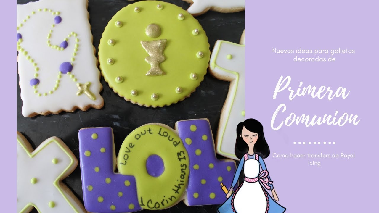 Nuevas ideas para galletas decoradas de primera comunión/decorated cookies tutorials Spanish