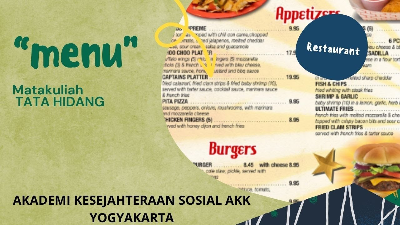 MATERI MENU RESTAURANT |  TATA HIDANG | F AND B SERVICE
