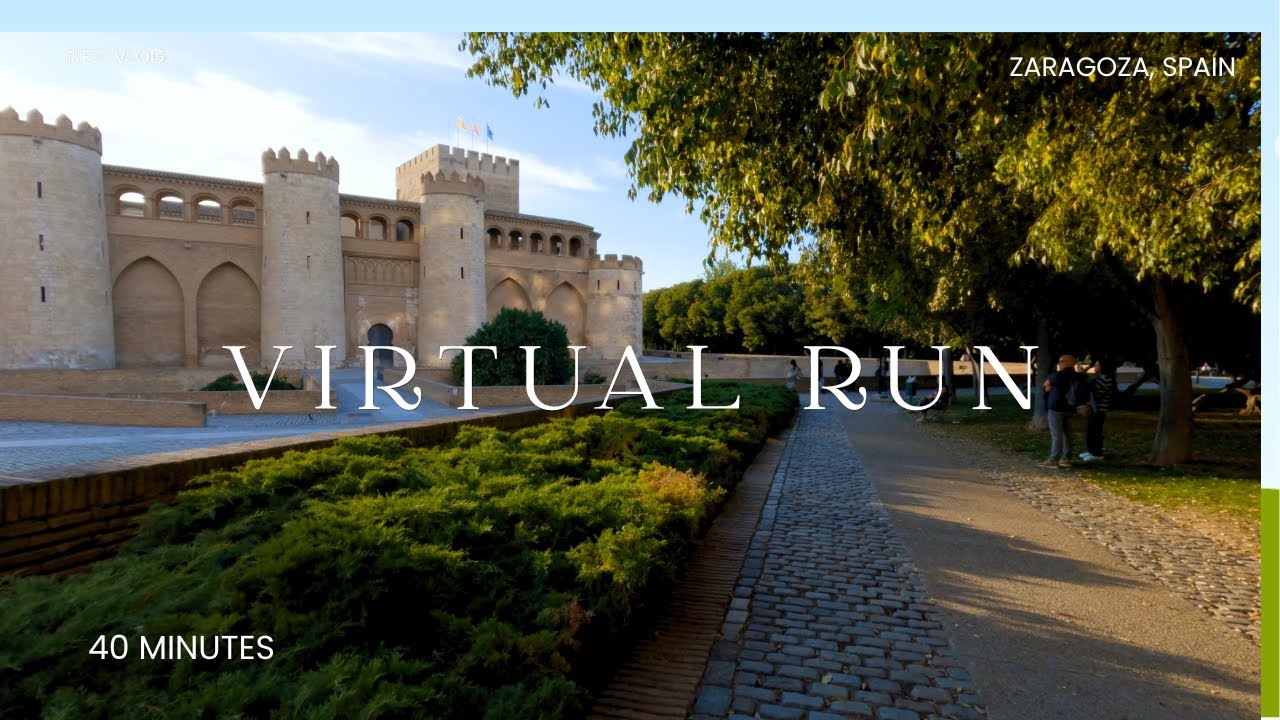 Virtual Run in Spain's Forgotten City | Urban Treadmill Scenery in 4K | 40 Minute Run in Zaragoza