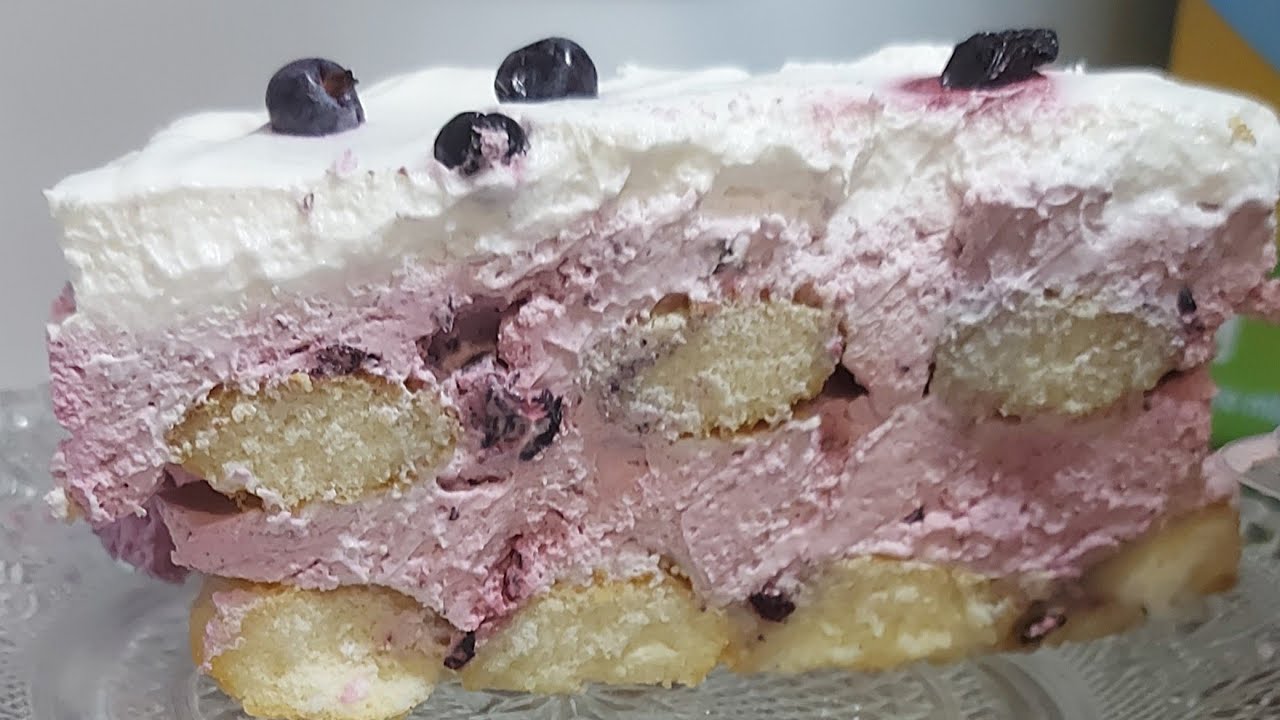 Quick Ladyfinger Cake with Fresh Blueberries/ Brza voćna tortica sa piškotama 🫐🍰