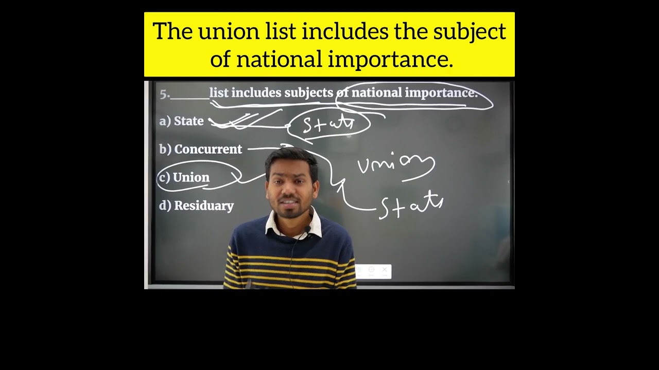 The union list includes the subject of national importance? #shorts #shortsvideo #political science