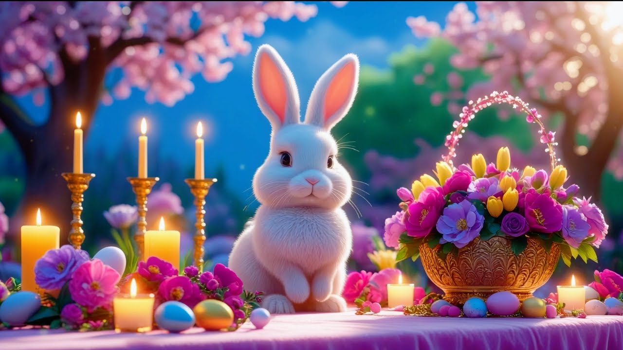 🐰 Easter Ambience with Relaxing Music, Cute Bunny & Cozy Vibes | Happy Easter! | 4K