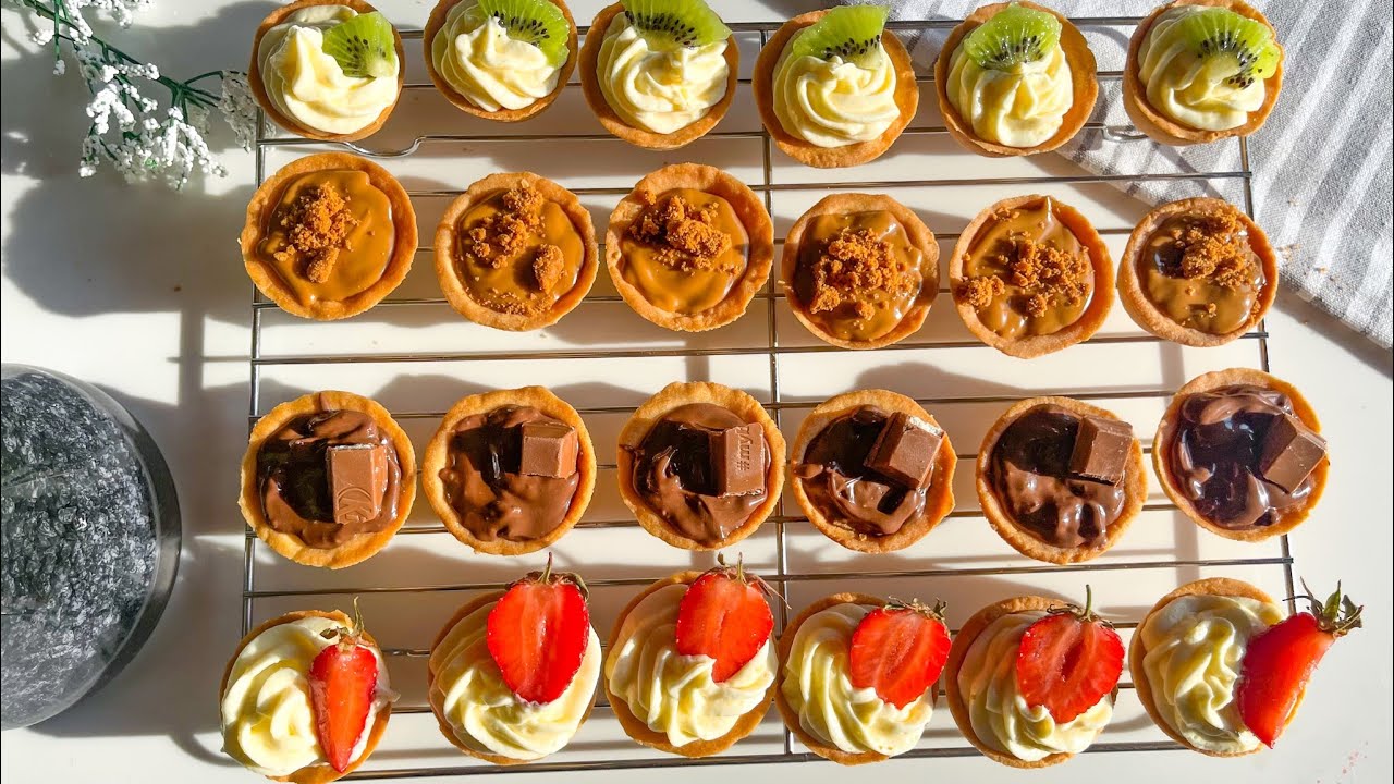 ميني تارت ب ٣حشوات مختلفه بقالب التارت او من دون قالب بطريقه سهله ولذيذه لكل للمناسبات(mini tarts)