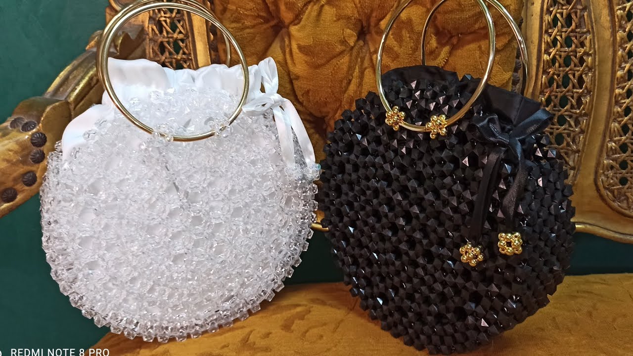 شنطة مستديرة بالخرز الكريستال 1/2 👜Round bag with crystal beads