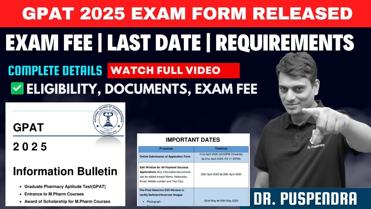 GPAT 2025 Form Released |  Exam Fee | Last Date | All Details by Dr PK Classes