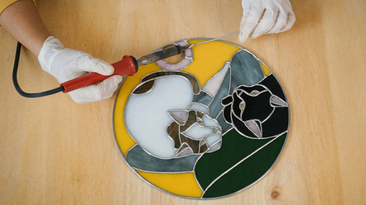 I turned my CATS picture to the CUTEST stained glass Frame | Full Process | Satisfying ASMR
