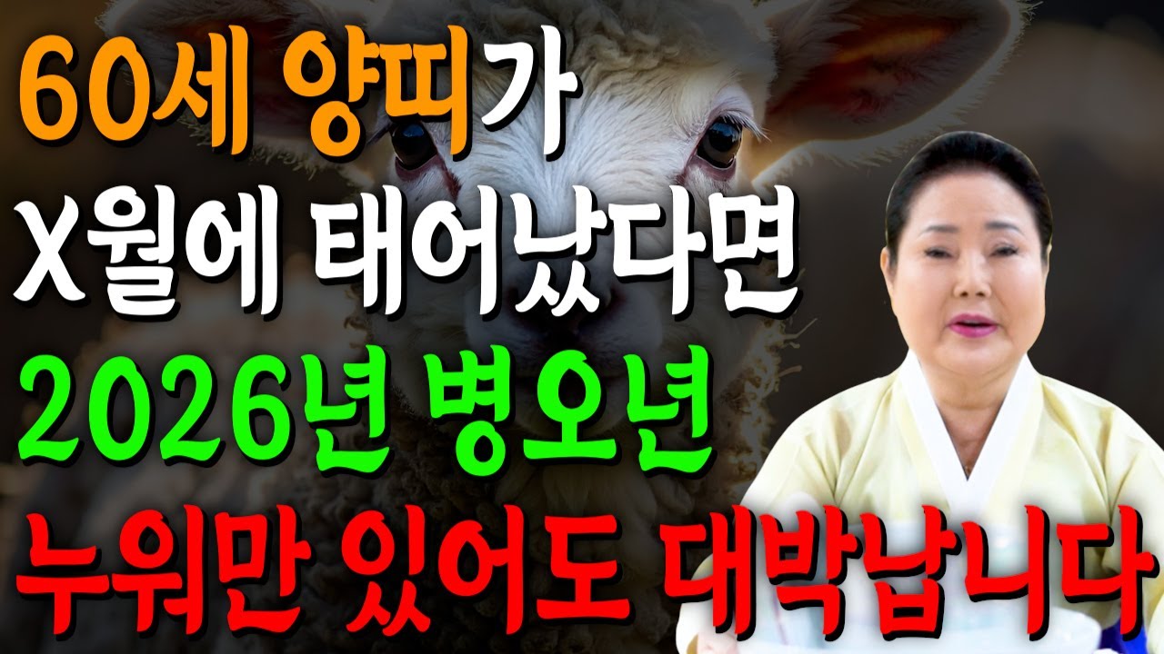 67년생 양띠 필수시청!✨2026년 1967년생 60세 양띠 신년운세✨1월부터 내 인생이 달라진다! 평생 놀고 먹을 금전 들어오고 문서,귀인까지 대박나는 67년생 양띠 운세