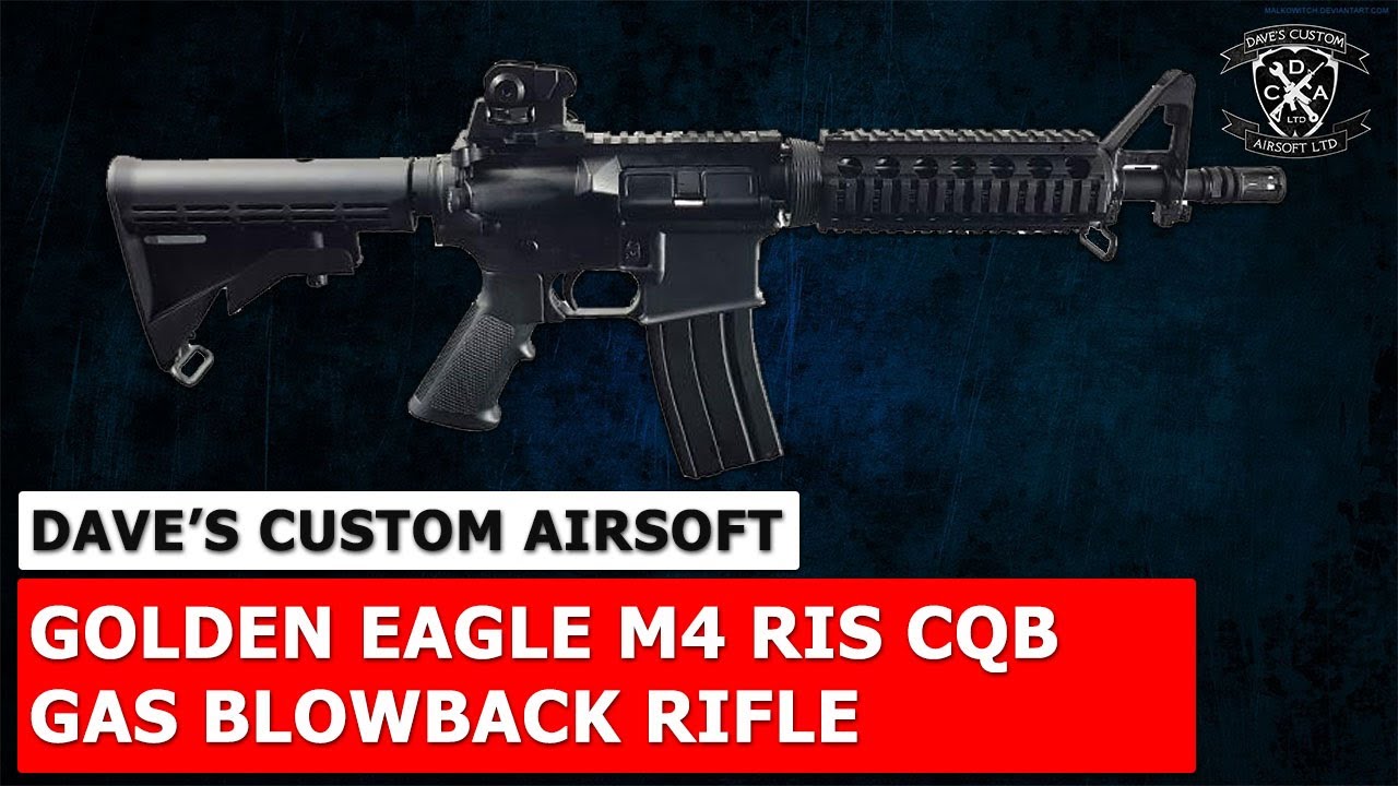 Golden Eagle M4 RIS CQB Gas Blowback Rifle Full Metal