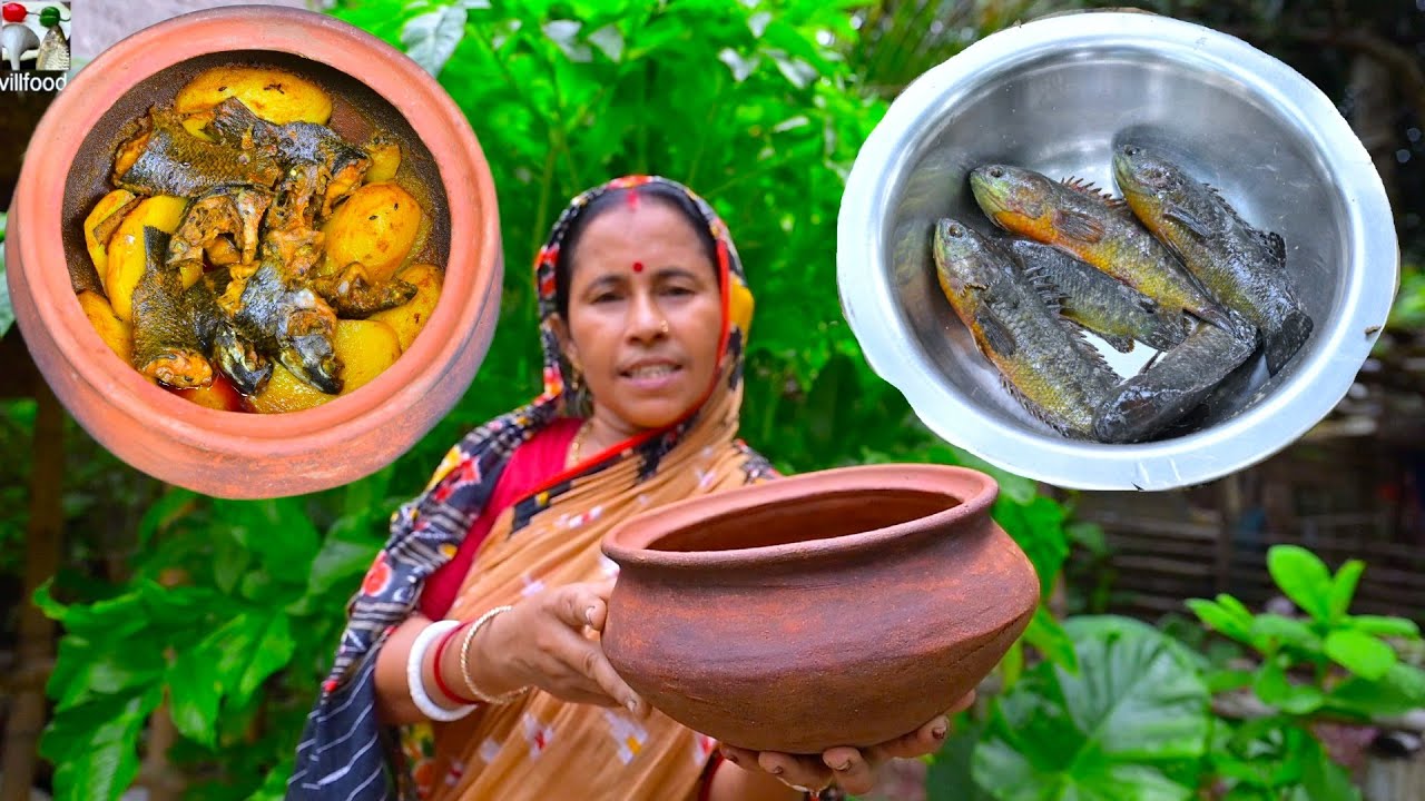 বর্ষায় উঠে যাওয়া কৈ মাছ মাটির হাড়িতে রান্না সঙ্গে চুনো মাছের বাটি চর্চরি | Rainy day fish curry