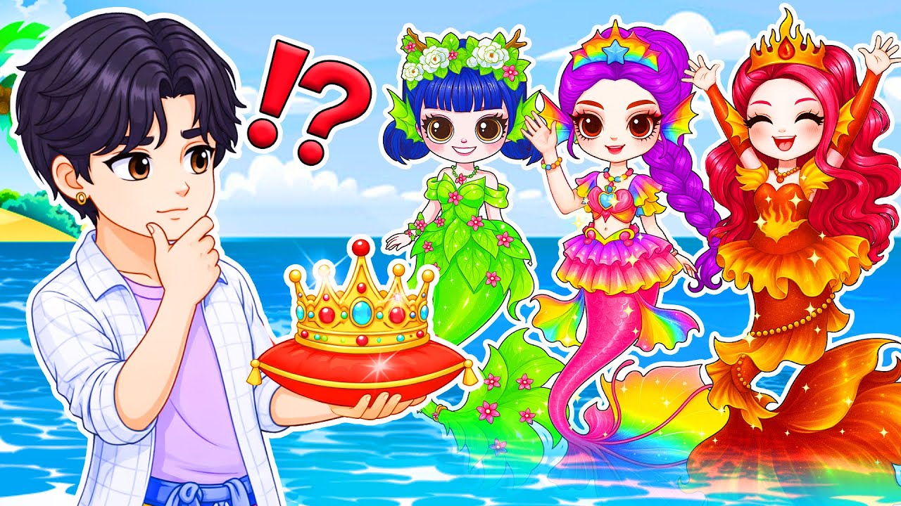 K-Pop Demon Hunters: Saja Boy’s Choice! Huntrix Element Mermaids Makeover | DIY Fashion Paper Dolls