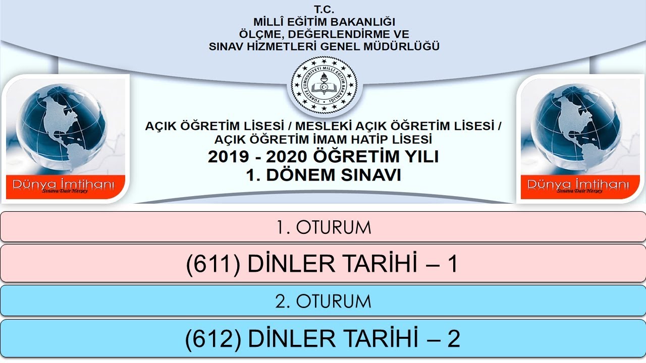2020 / 1. DÖNEM / AÇIK ÖĞRETİM LİSESİ / DİNLER TARİHİ