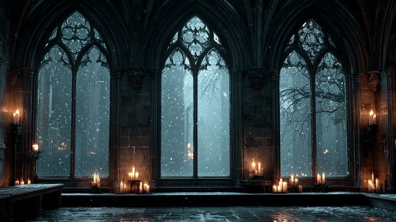 Peaceful Snowstorm Outside the Cabin ❄️ Fireplace Sounds & Cozy Night Ambience for Deep Relaxation