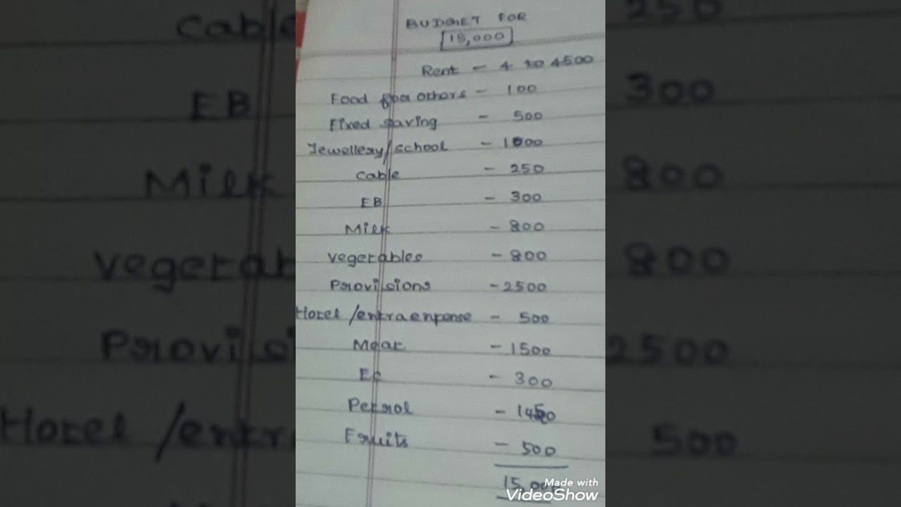 Monthly Budget planning for minimal salary holder