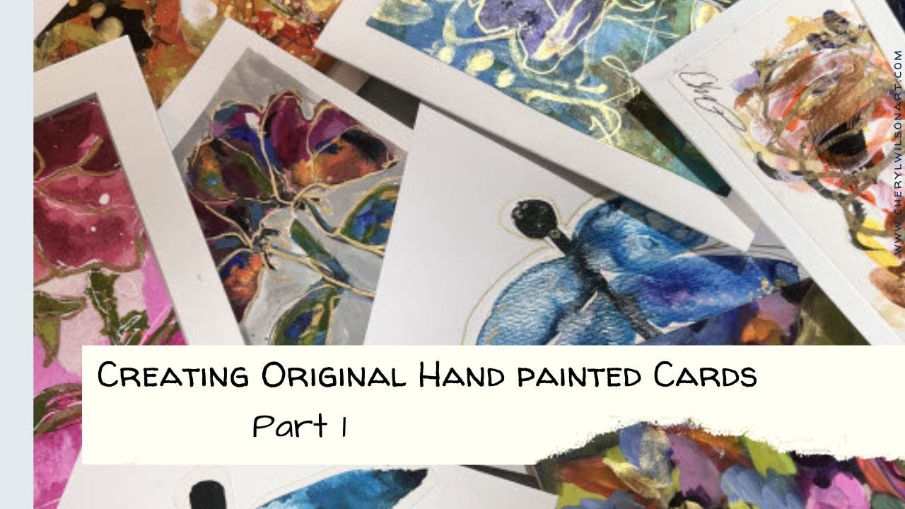 Creating Hand Painted Cards, Mini Art. Acrylic, Mixed Media. PART 1