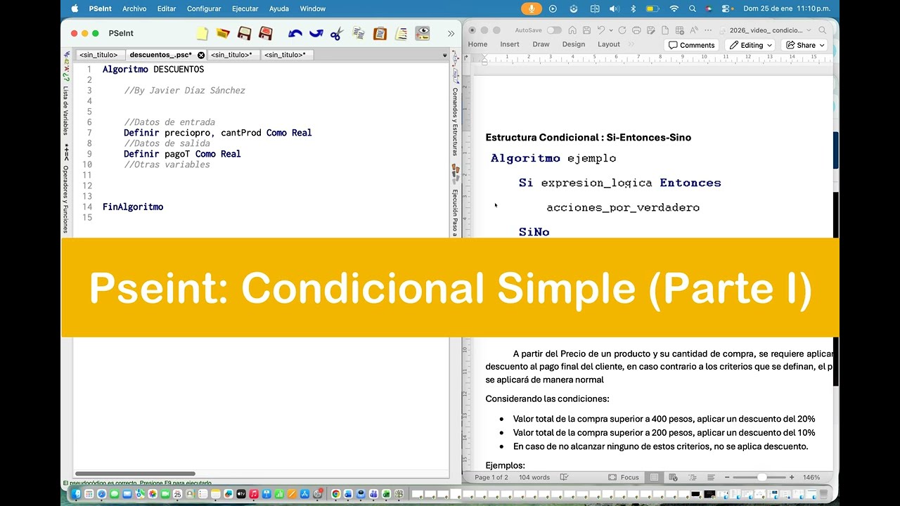 Pseint: condicional Simple (Si-Entonces-Sino)- Parte I