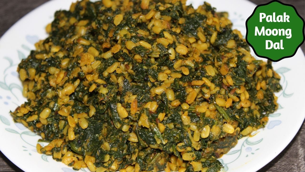 Gujarati Style Palak Moong Dal Sabzi recipe - Palak Moong Dal Sabzi | Palak Mug dal ki Sookhi Sabzi