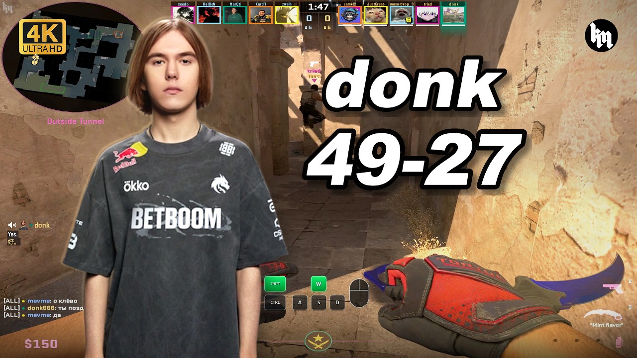🔥donk (49-27) soloQ +tried vs zweih/xeedo | avg 3.6K ELO | Dust2 POV | Sep 19, 2026